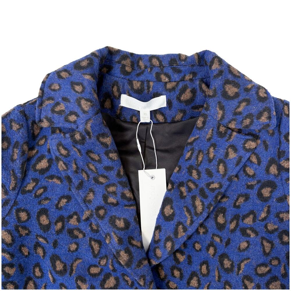 Adyson Parker Leopard Print Coat Women XS Blue Colorful Statement Jacket NWT